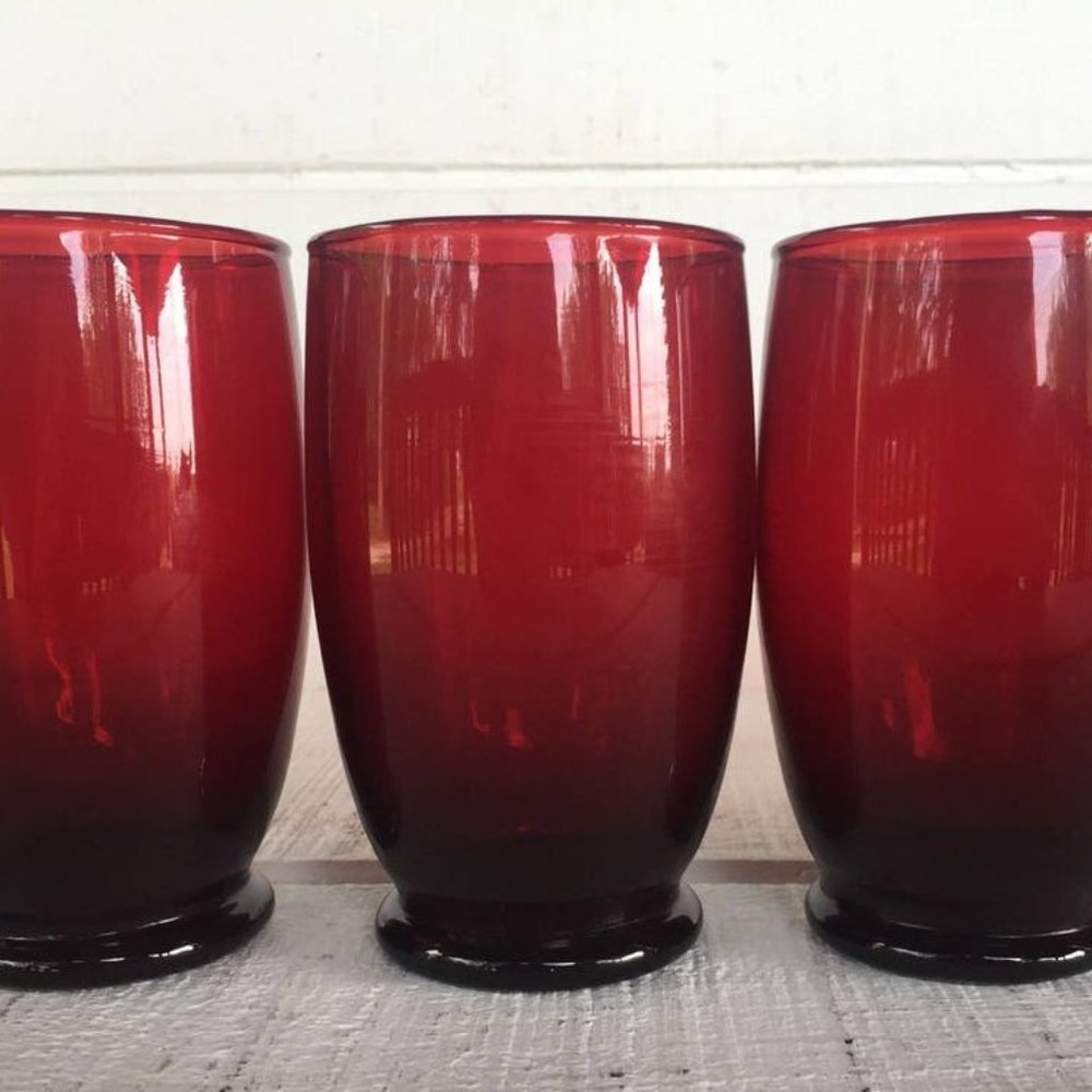 Anchor Hocking Ruby Red Glass Set